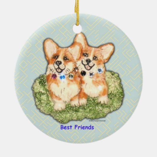 "Beste vrienden" Corgi Ornament (Achterkant)