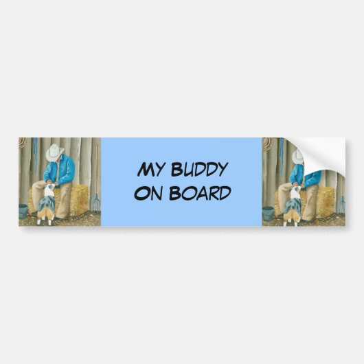 Beste vrienden ~ Cowboy & Australian Shepherd Bumpersticker (Voorkant)