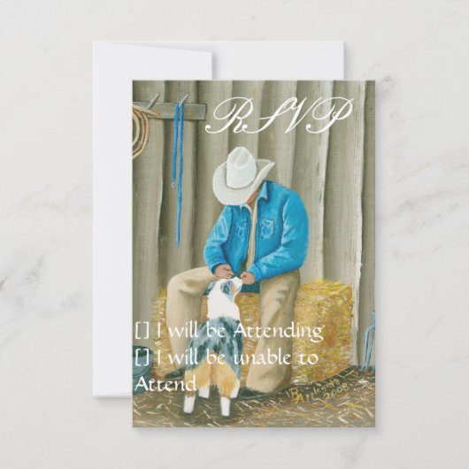 Beste vrienden ~ Cowboy & Australian Shepherd RSVP Kaartje (Voorkant)