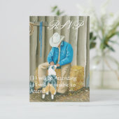 Beste vrienden ~ Cowboy & Australian Shepherd RSVP Kaartje (Staand voorkant)