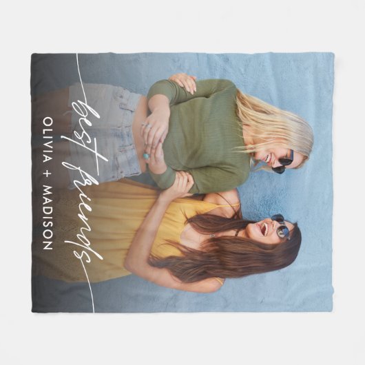 Beste vrienden Creëer uw eigen foto Modern Script Fleece Deken (Voorkant (Horizontaal))