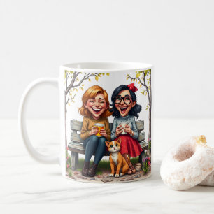 Beste Vrienden Dames Drink Coffee Cat Quote Koffiemok