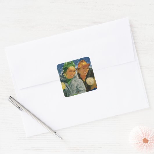  beste vrienden! Elegante en stijlvolle vrouwen Vierkante Sticker (Envelop)