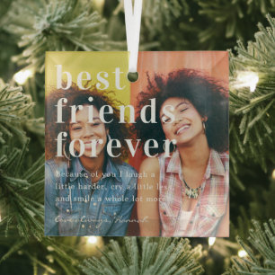 Beste vrienden Forever   Citaat- en fotocadeau Glas Ornament