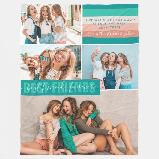 Beste vrienden Forever | Moderne Stripes BFF 4 Fot Fleece Deken (Voorkant)