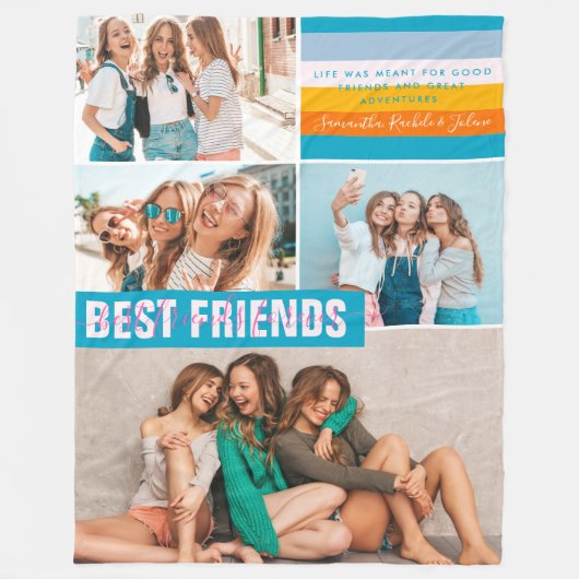 Beste vrienden Forever | Moderne Stripes BFF 4 Fot Fleece Deken (Voorkant)