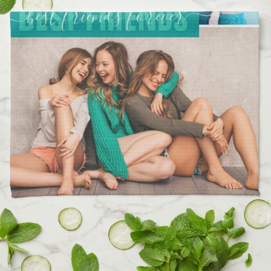 Beste vrienden Forever | Moderne Stripes BFF 4 Fot Theedoek (Gevouwen)