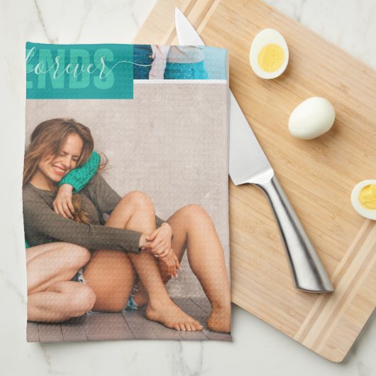 Beste vrienden Forever | Moderne Stripes BFF 4 Fot Theedoek (Quarter Fold)