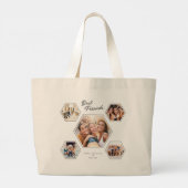 Beste Vrienden Foto Aangepast Collage Script Grote Tote Bag (Achterkant)
