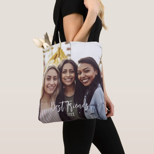 Beste Vrienden Foto BFF Besties Custom Tote Bag (Dichtbij)