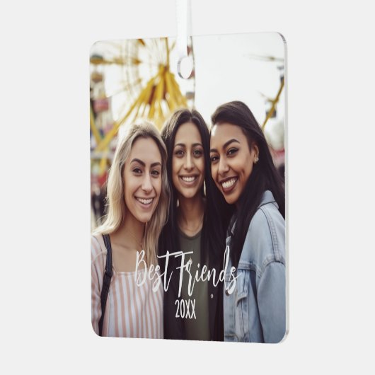Beste Vrienden Foto BFF Vakantie Kerstmis Metalen Ornament (Voorkant links)