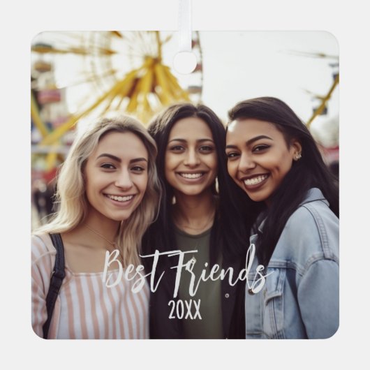 Beste Vrienden Foto BFF Vakantie Kerstmis Metalen Ornament (Voorkant)