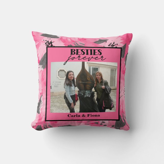 Beste vrienden Foto Cadeau Roze Kussen (Voorkant)