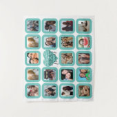 BESTE VRIENDEN Foto Collage Blauwgroen hart met li Wandkleed (Voorkant)