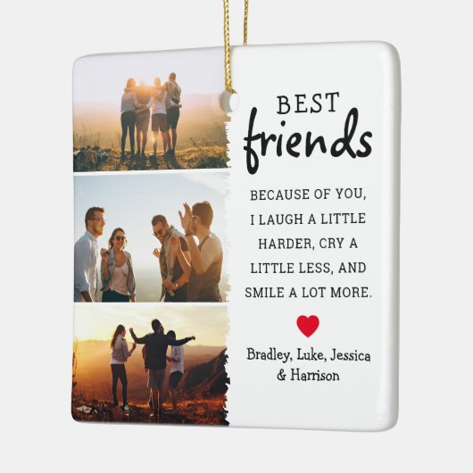 Beste vrienden Foto Collage & Quote Kerstmis Keramisch Ornament (Links)