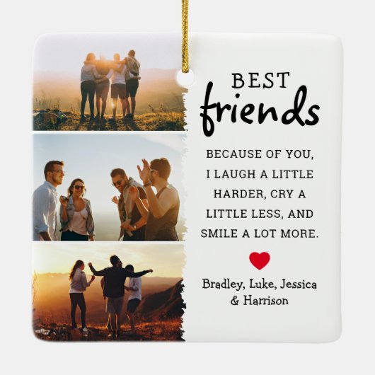 Beste vrienden Foto Collage & Quote Kerstmis Keramisch Ornament (Achterkant)