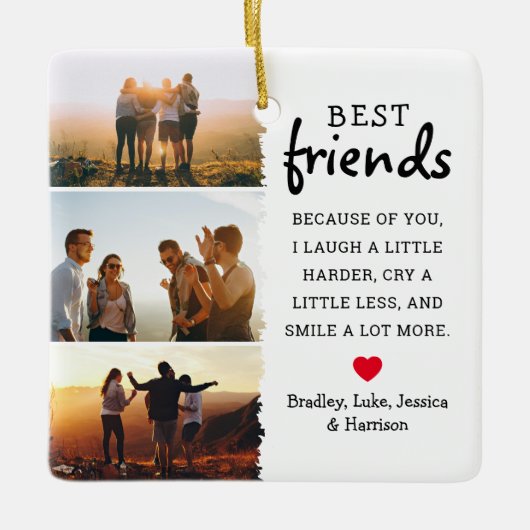 Beste vrienden Foto Collage & Quote Kerstmis Keramisch Ornament (Voorkant)