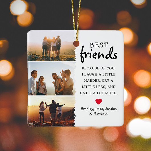 Beste vrienden Foto Collage & Quote Kerstmis Keramisch Ornament