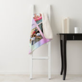 Beste vrienden foto collage regenboogliter roze sherpa deken (In situ)