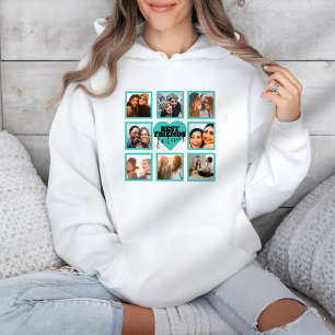 BESTE VRIENDEN Foto Collage Turquoise Hart  Hoodie