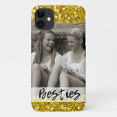 Beste vrienden Foto Gold Glitter Case-Mate iPhone Case (Achterkant)