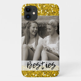 Beste vrienden Foto Gold Glitter Case-Mate iPhone Case