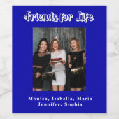 Beste vrienden foto koninklijk blauw wit script wijn etiket (Enkel label)