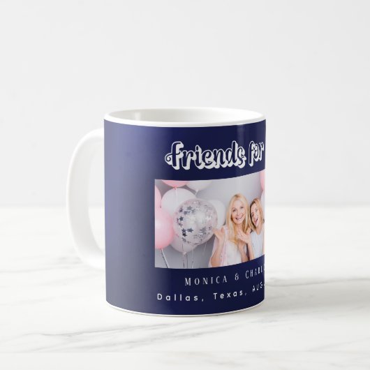 Beste vrienden foto namen navy blauw koffiemok (Voorkant links)