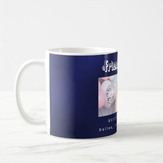 Beste vrienden foto namen navy blauw koffiemok (Links)