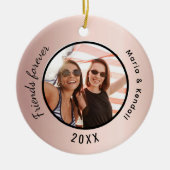 Beste vrienden foto namen roos goud keramisch ornament (Voorkant)
