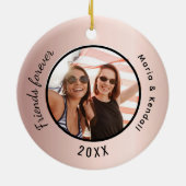 Beste vrienden foto namen roos goud keramisch ornament (Achterkant)