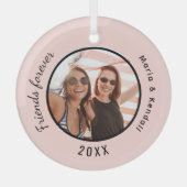 Beste vrienden foto namen roos gouden blush glas ornament (Voorkant)