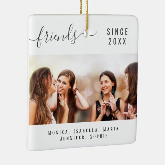 Beste vrienden foto namen wit keepsake script keramisch ornament (Rechts)