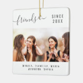 Beste vrienden foto namen wit keepsake script keramisch ornament (Links)