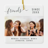 Beste vrienden foto namen wit keepsake script keramisch ornament (Voorkant)