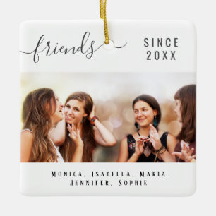 Beste vrienden foto namen wit keepsake script keramisch ornament