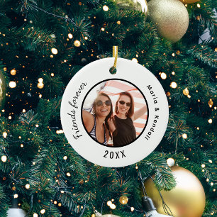 Beste vrienden foto namen wit zwart keramisch ornament