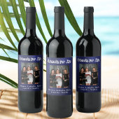 Beste vrienden foto navy blauw wit script wijn etiket