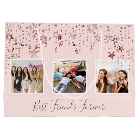 Beste vrienden foto roos gouden roze sterren verja groot cadeauzakje (Achterkant)