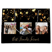 Beste vrienden foto zwarte gouden sterren glazen v groot cadeauzakje (Voorkant)