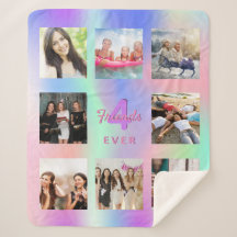 Beste vrienden fotocollage holografische roze paar