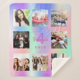 Beste vrienden fotocollage holografische roze paar sherpa deken