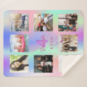 Beste vrienden fotocollage holografische roze paar sherpa deken (Voorkant (horizontaal))