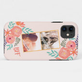 Beste Vrienden Fotocollage Roze Waterverf Bloemen Case-Mate iPhone Case (Achterkant (horizontaal))