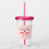 Beste vrienden Galentines Dag Blush Pink Hearts Na Acryl Drinkbeker (Voorkant)