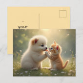Beste vrienden, geef me vijf - leuke puppy en kat briefkaart (Voorkant / Achterkant)