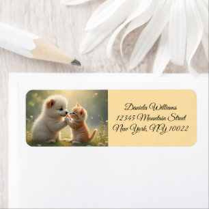 Beste vrienden, geef me vijf - leuke puppy en kat etiket