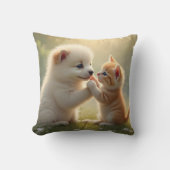 Beste vrienden, geef me vijf - leuke puppy en kat kussen (Voorkant)