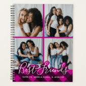 Beste vrienden Gepersonaliseerd Roze Geplakt Foto Planner (Voorkant)