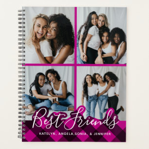 Beste vrienden Gepersonaliseerd Roze Geplakt Foto Planner